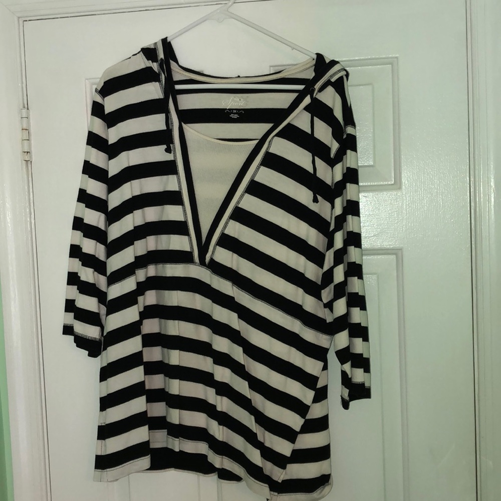 Hooded, one piece shirt